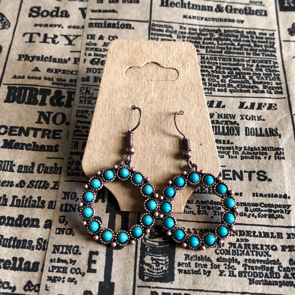 BRAND NEW copper and turquoise earrings!